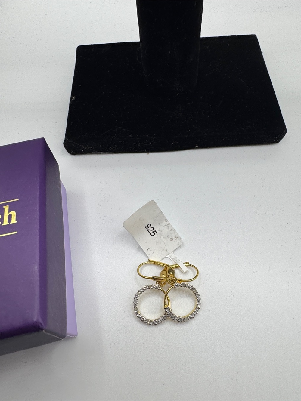 Gold and Clear Crystal Key Ring with Double Hoop Charms